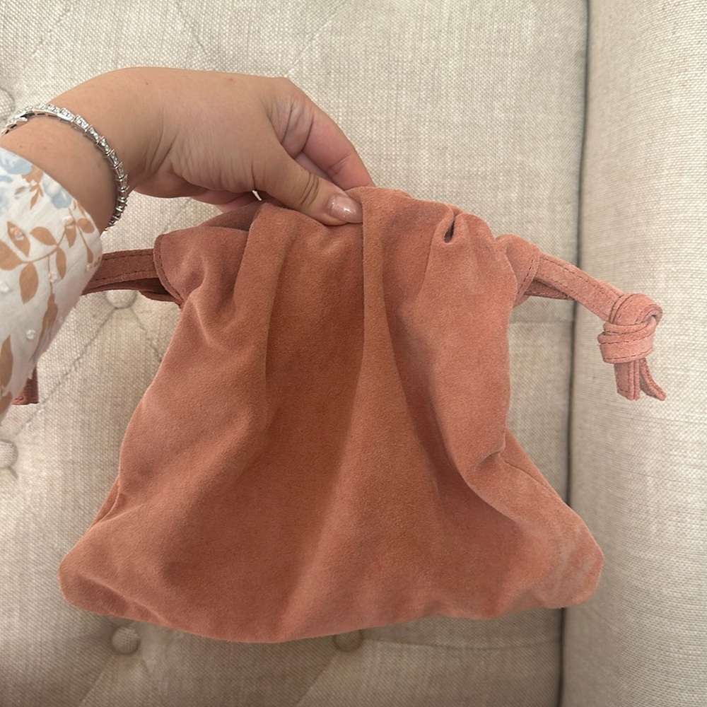 Lemiz LA suede pink pochette bag